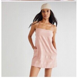 Free People Simone Mini Dress Blush Pink Cotton Linen Blend Medium Womens  Boho